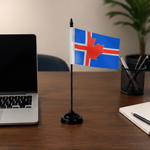 Load image into Gallery viewer, 4" x 6" Icelandic Canadian Table Flag with Base | Made in Canada