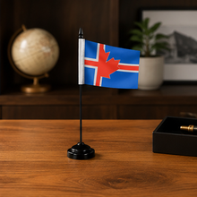 Load image into Gallery viewer, 4" x 6" Icelandic Canadian Table Flag with Base | Made in Canada