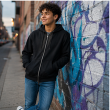 Load image into Gallery viewer, Grey or Black Vestur DNA Zip Up Hoodie | Icelandic Heritage