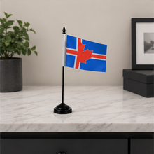 Load image into Gallery viewer, 4" x 6" Icelandic Canadian Table Flag with Base | Made in Canada