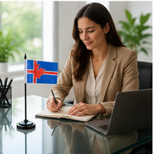 Load image into Gallery viewer, 4" x 6" Icelandic Canadian Table Flag with Base | Made in Canada