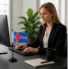Load image into Gallery viewer, 4" x 6" Icelandic Canadian Table Flag with Base | Made in Canada